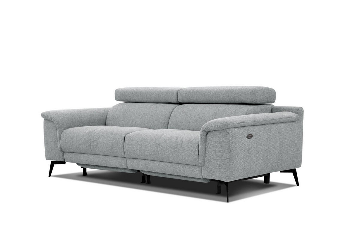 RELAXSOFA FIERO 3-Sitzer mit 2 Relaxfunktionen, silberfarben - Silberfarben/Schwarz, Holzwerkstoff/Textil (212/82/103cm) - Courtois Laville