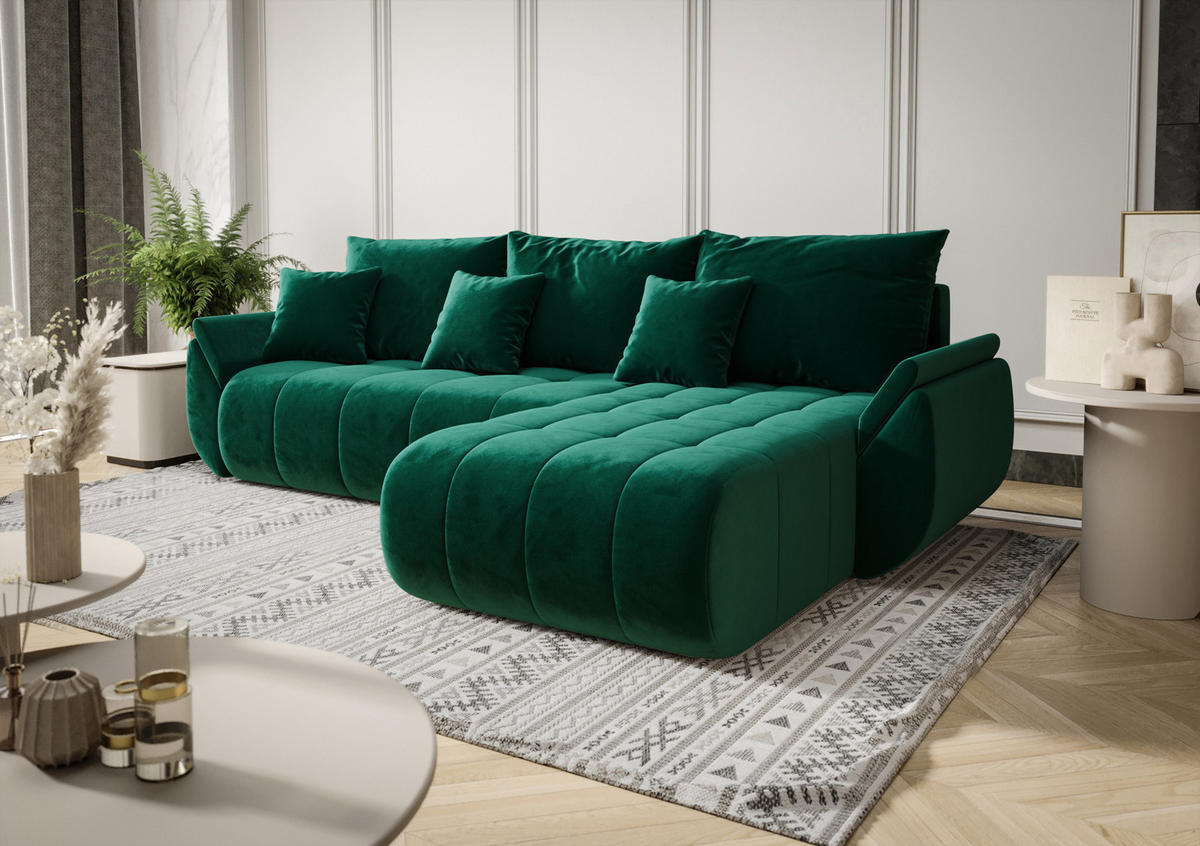 ECKSOFA mit Schlaffunktion TOKYO R Monolith 37 Rechts - Grün, Textil (280/185cm) - Bedante