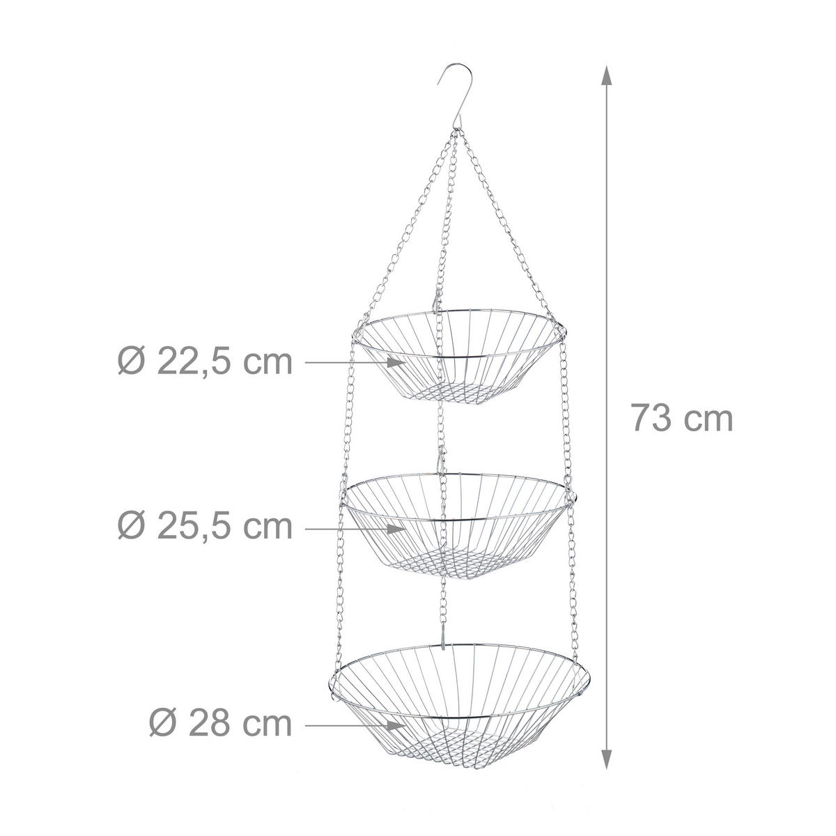 HÄNGEKORB - Silberfarben, Metall (28/73/28cm) - Relaxdays