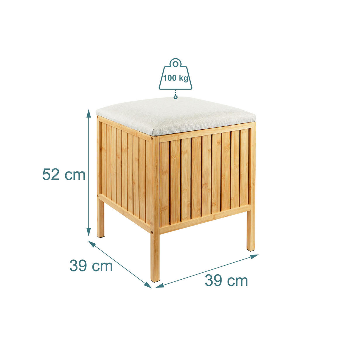 KOŠ prádla - krémová/světle hnědá, dřevo/textil (39/52/39cm) - Relaxdays