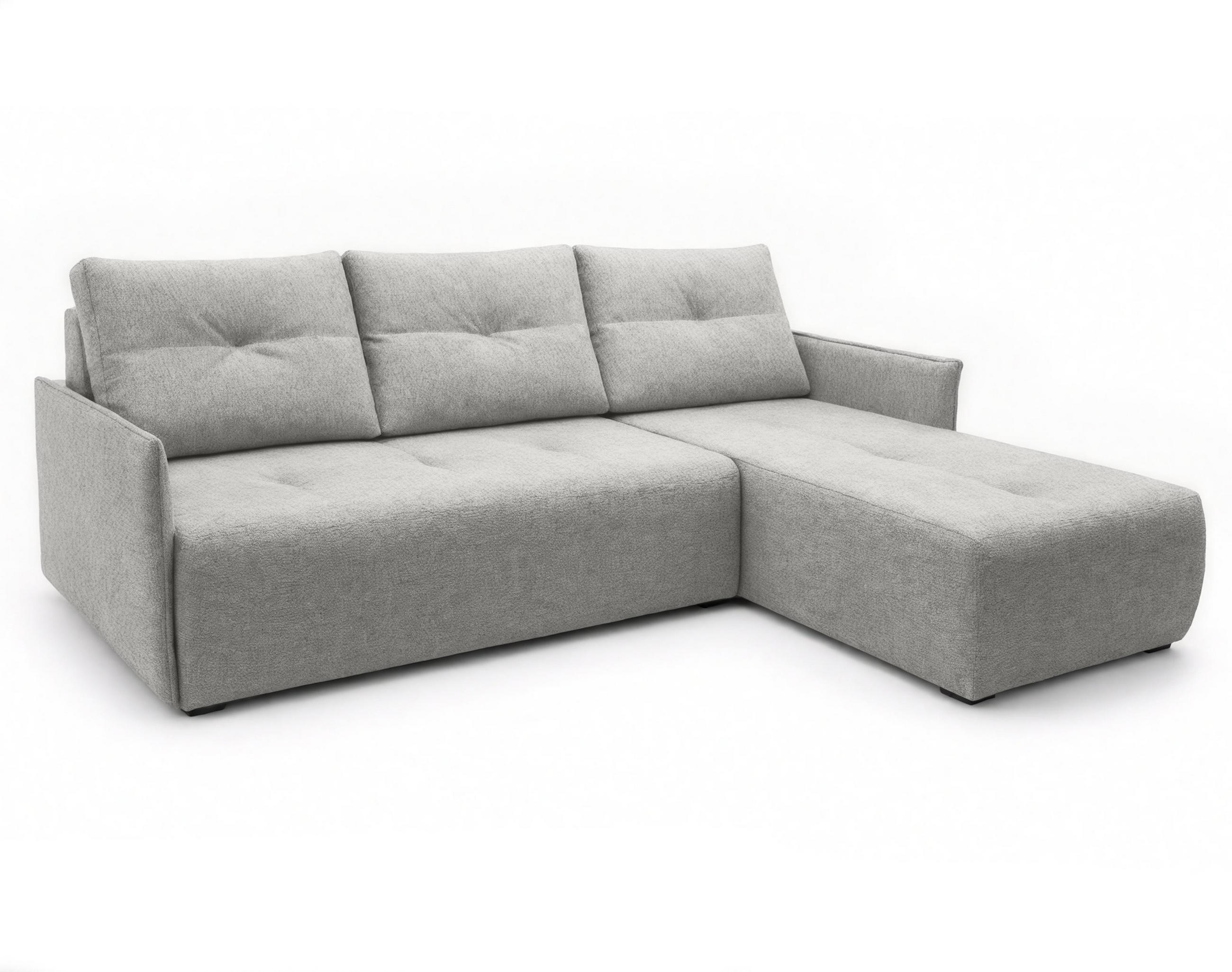 ECKSOFA L Form Damascus Hellgrau 212/143/88 cm Rechts mit Schlaffunktion - Hellgrau/Schwarz, Kunststoff/Textil (212/143cm) - AX Living