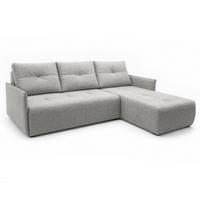 ECKSOFA L Form Damascus Hellgrau 212/143/88 cm Rechts mit Schlaffunktion - Hellgrau/Schwarz, Kunststoff/Textil (212/143cm) - AX Living