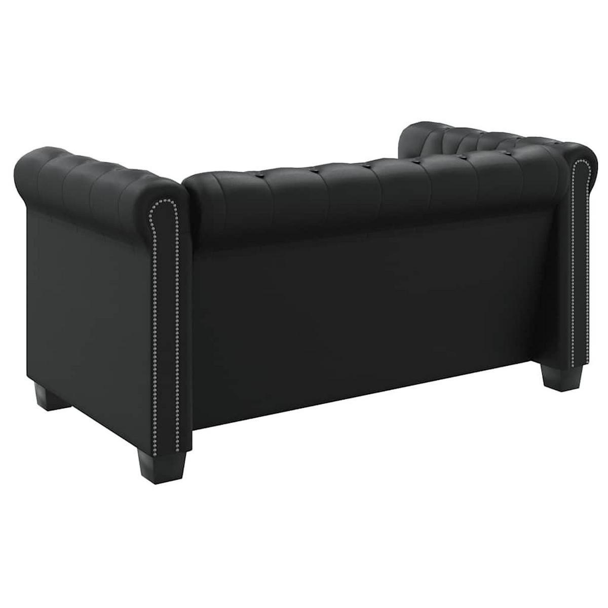CHESTERFIELD-SOFAS 2-Sitzer Und 3-Sitzer Kunstleder Schwarz - Schwarz, Leder (145.5/70/76cm) - vidaXL