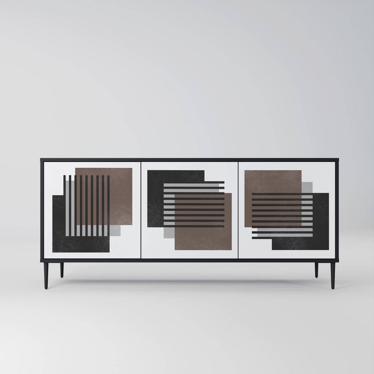 SIDEBOARD SHADOW SYNCHRONY, Eicheneffekt, 164,5x42x77,5 cm, 3 Türen - Eichefarben/Buchefarben, Holzwerkstoff/Buchenholz (164.5/77.5/42cm) - SpaceRebels
