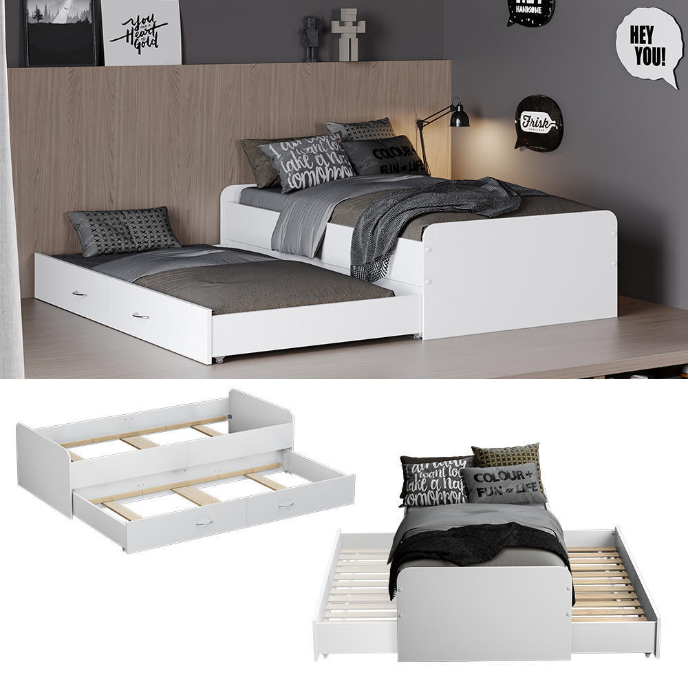 KINDERBETT Jaspar Weiß 90x200 cm mit Lattenrost, ohne Matratze - Weiß, Holzwerkstoff (204/53/94cm) - VitaliSpa
