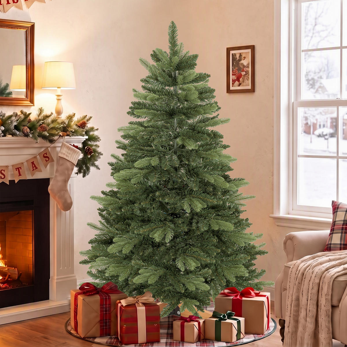 WEIHNACHTSBAUM PVC Stahl Grün - Grün, Kunststoff (150cm) - HOMCOM