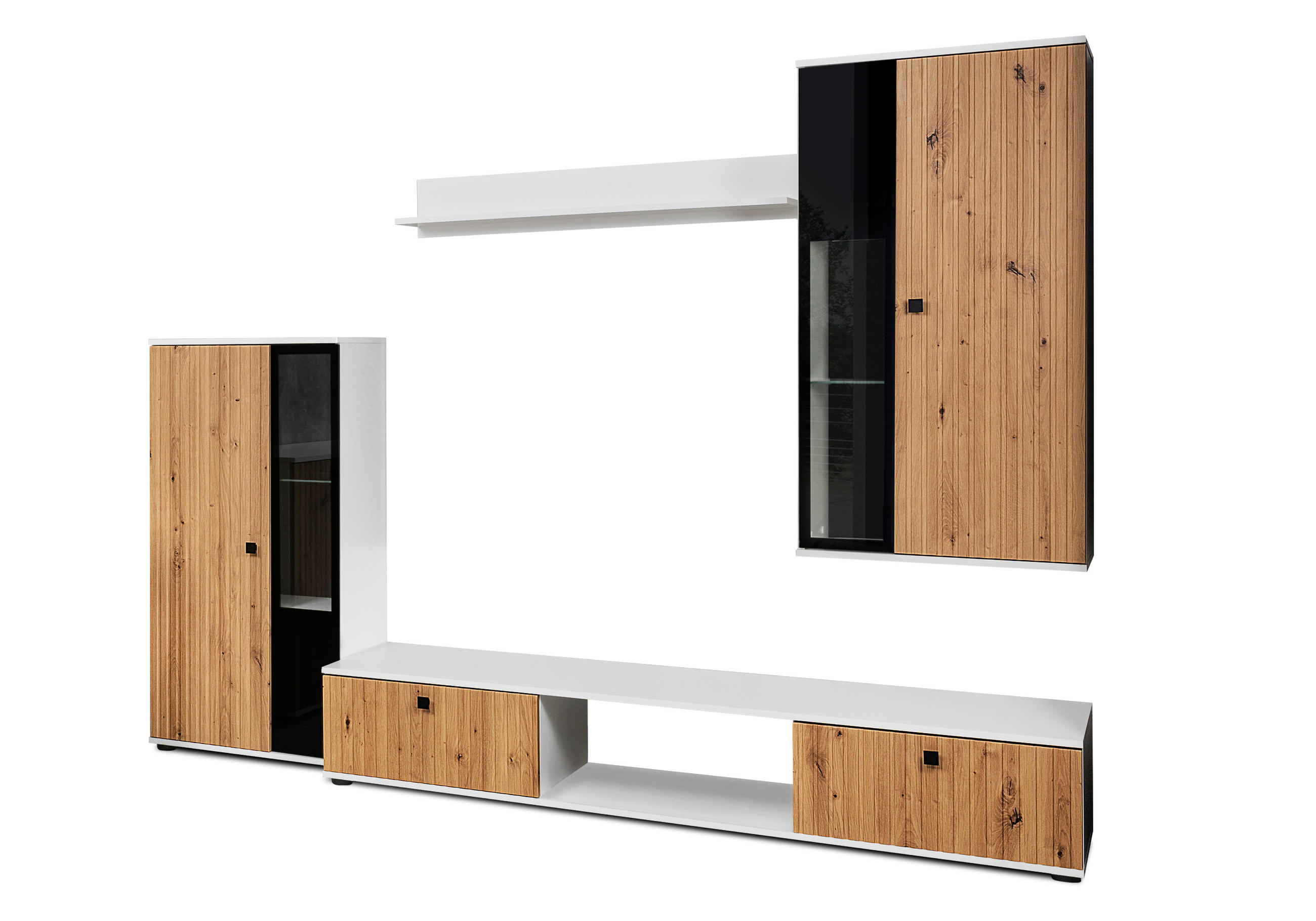 WOHNWAND Formilo Weiß, Artisan 294/180/40 cm Hochwertige mit Lamellen - Hellbraun/Weiß, Holzwerkstoff/Kunststoff (180/294/40cm) - AX Living