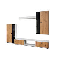 WOHNWAND Formilo Weiß, Artisan 294/180/40 cm Hochwertige mit Lamellen - Hellbraun/Weiß, Holzwerkstoff/Kunststoff (180/294/40cm) - AX Living