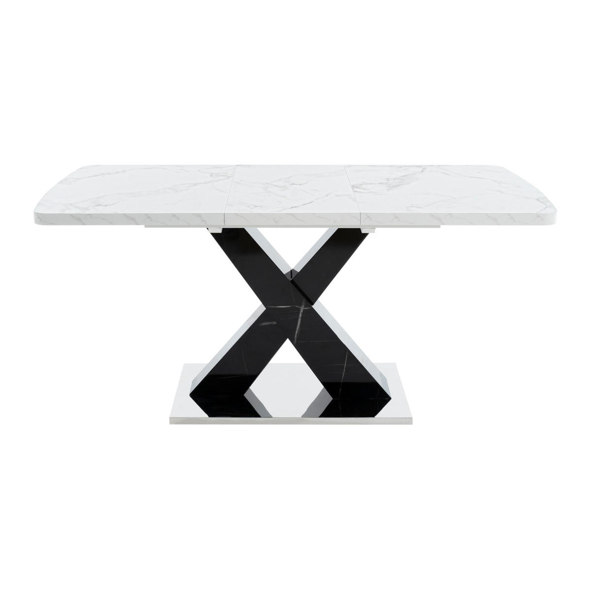 ESSTISCH ausziehbar 120-160 x 80 cm MDF Weiß/Schwarz - Weiß, Wellpappe (160/80/76.5cm) - Meubliv