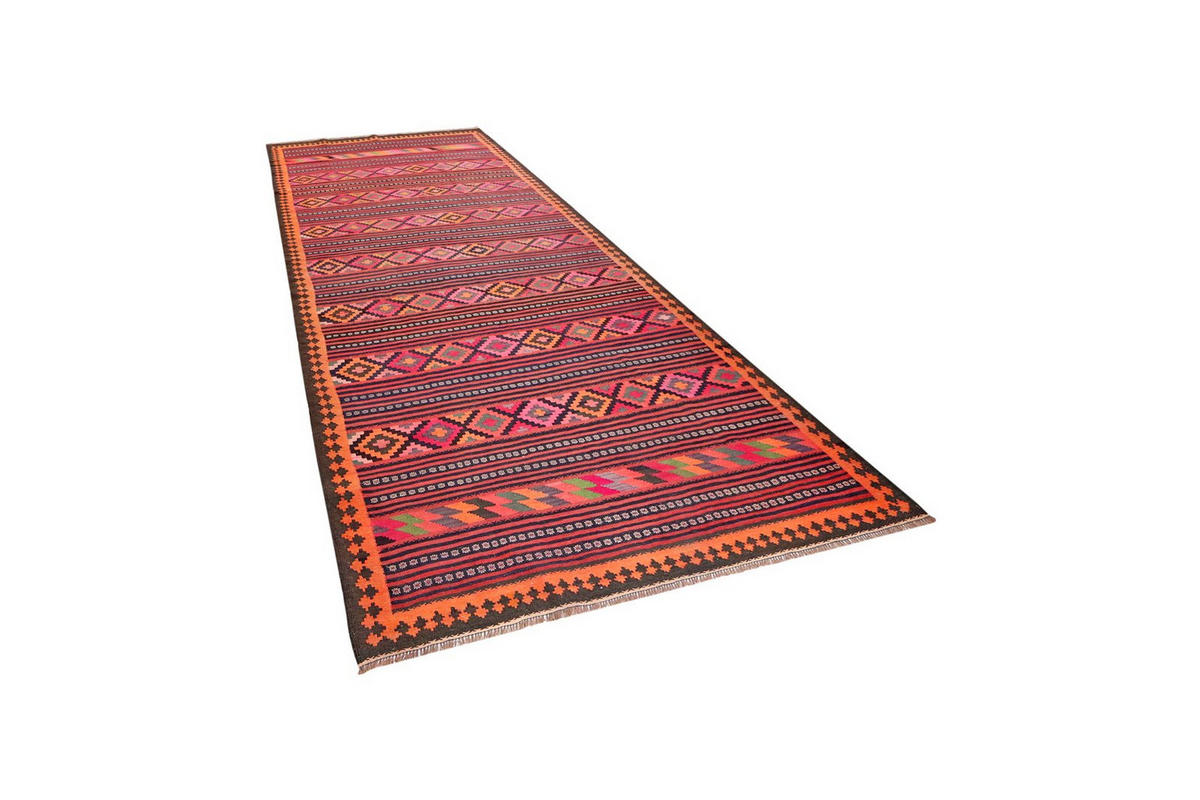 KELIM-TEPPICH handgewebt Kordi Old Rot, Rosa 390/170 cm Schurwolle - Pink/Rot, Textil (170/390cm) - Looma