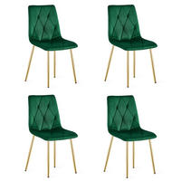 ESSZIMMERSTUHL 4-er Set TYRA dunkelgrüner Sitz, goldene Beine - Dunkelgrün/Goldfarben, Textil (44.5/87/54.5cm) - Valora