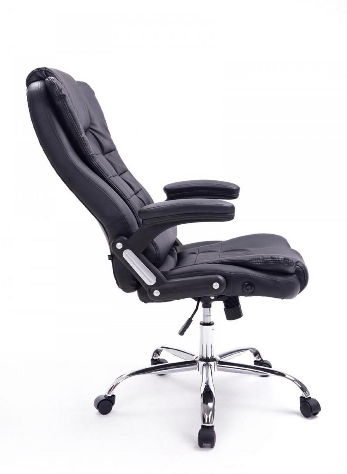 CHEFSESSEL Lederlook schwarz - Chromfarben/Schwarz, Textil/Metall (69.5/113/78cm) - CLP