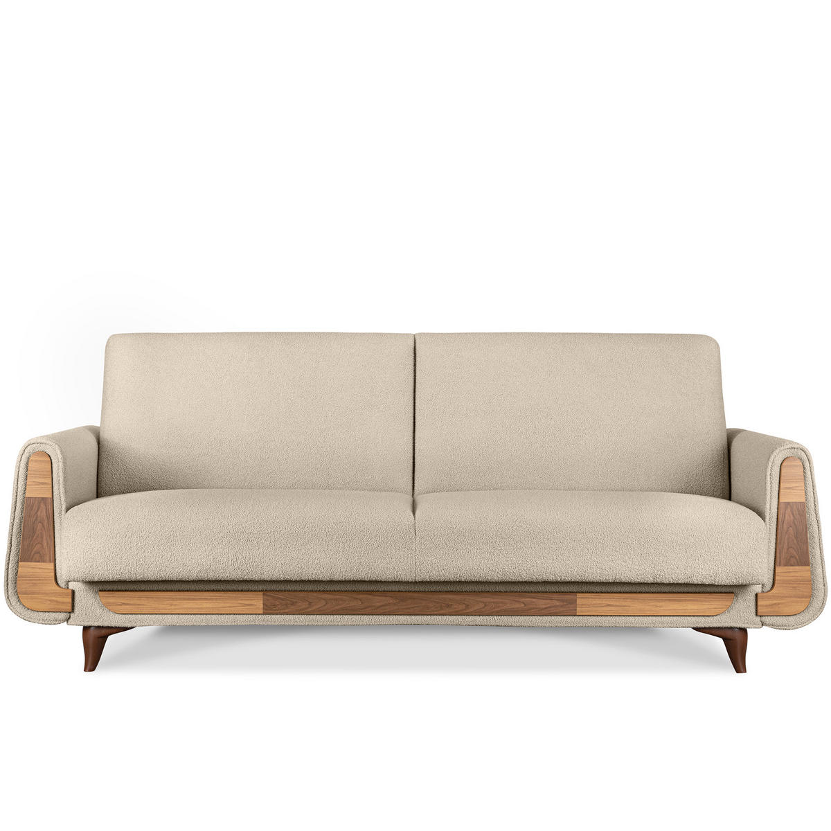 3-SITZER-SCHLAFSOFA GUSTAVO mit Armlehnen, creme - Creme/Braun, Holz/Holzwerkstoff (230/98/98cm) - KONSIMO®