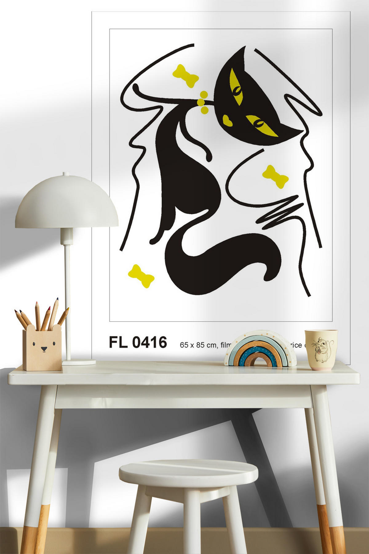 WANDTATTOO Katze 85 x 65 cm - Schwarz, Papier (85/65/65cm) - Sanders & Sanders