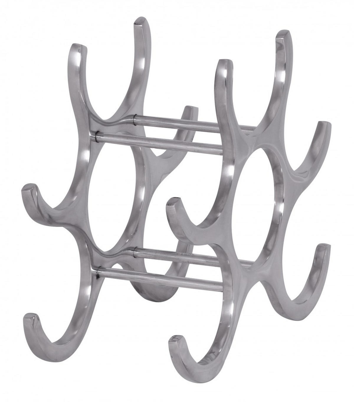 WEINREGAL Aluminium Modern Stil für 6 Flaschen platzsparend 24x29x14cm - Silberfarben, Metall (29/24/14cm) - KADIMA DESIGN