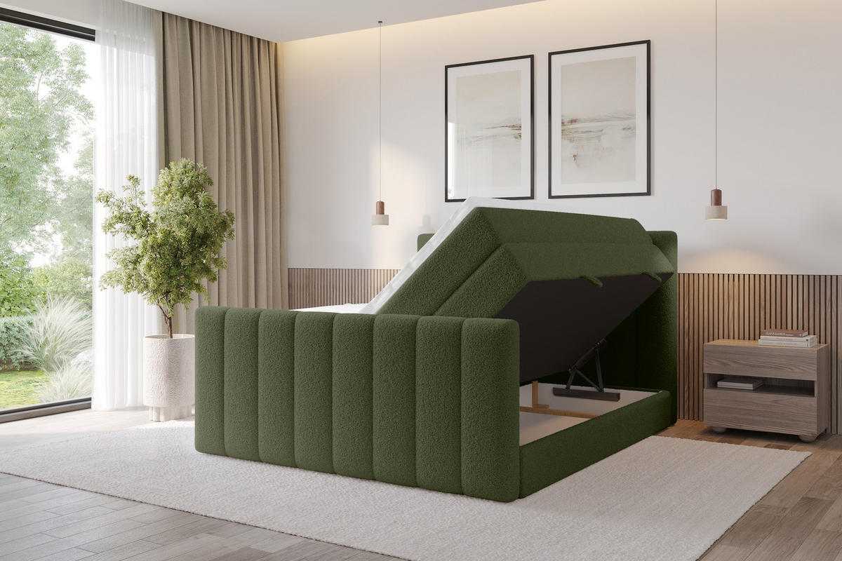 BOXSPRINGOVÁ POSTEL s matrací H3/H4 - OTTA-Z KING - 160x200 cm Zelená - zelená barva, kompozitní dřevo (160/200cm) - ALTDECOR