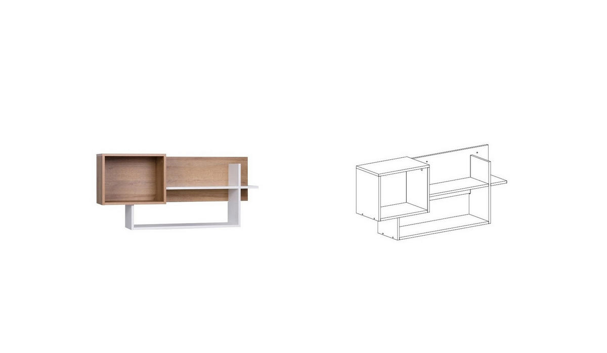 WANDREGAL GRANT G3/B WEIß+RIVIERA EICHE 109/51/27 - Weiß, Holzwerkstoff (109/51/27cm)
