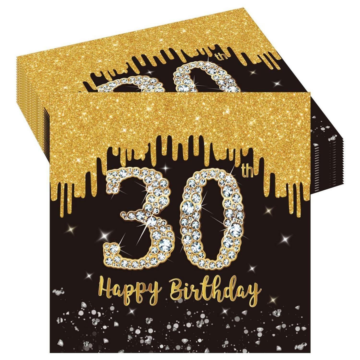 SERVIETTEN 20 Stück Set 30. Geburtstag Schwarz Gold - Multicolor, Papier (16.5/16.5cm)