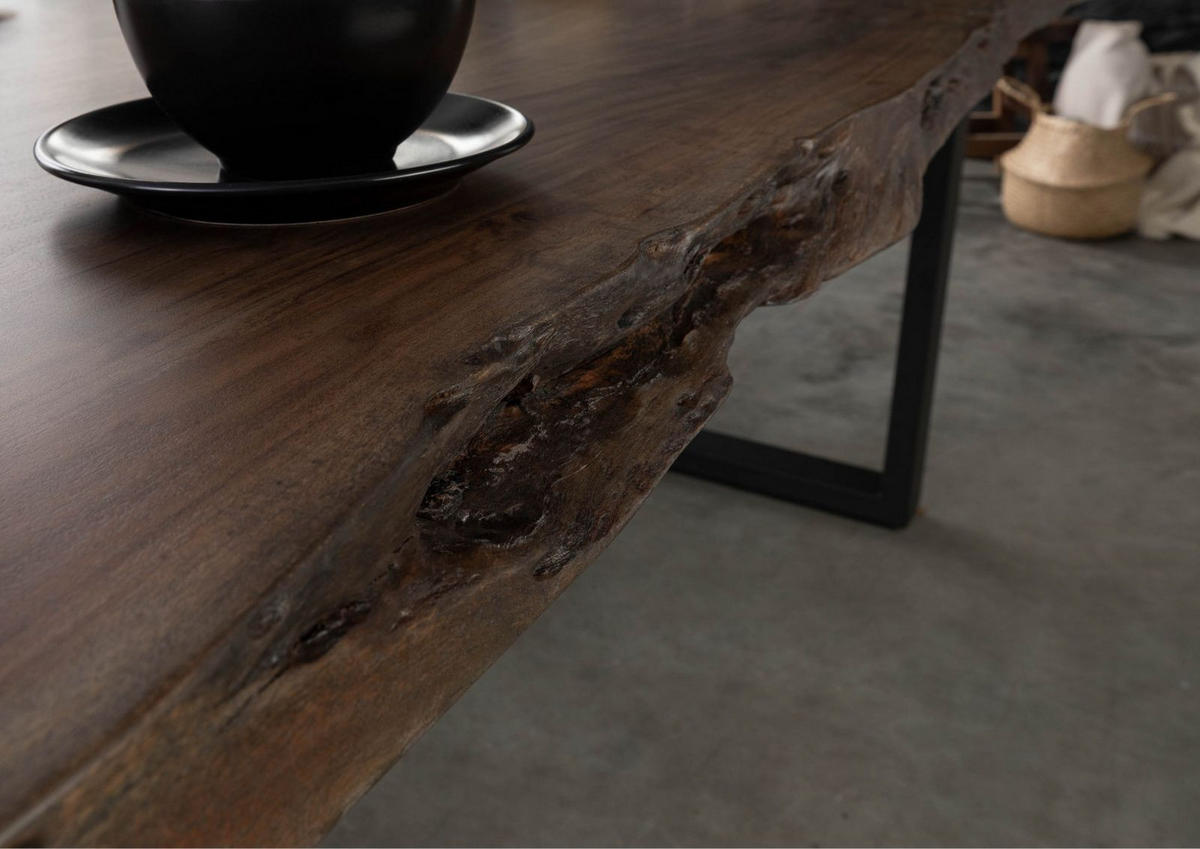 BAUMTISCH Akazie 200x100x77 grau lackiert / U-Beine anthrazit matt FREEFORM 5 - Anthrazit/Grau, Holz (200/100/77cm) - Massivmoebel24