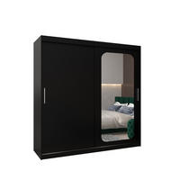 SCHWEBETÜRENSCHRANK 200/200/62 2-türig - Silberfarben/Schwarz, Holz/Kunststoff (200/200/62cm) - MÖBEL KRYSPOL