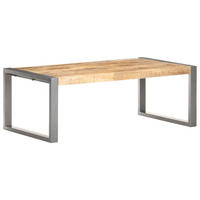 COUCHTISCH 110x60x40 cm Raues Mangoholz - Grau, Metall (110/60/40cm) - furnicato