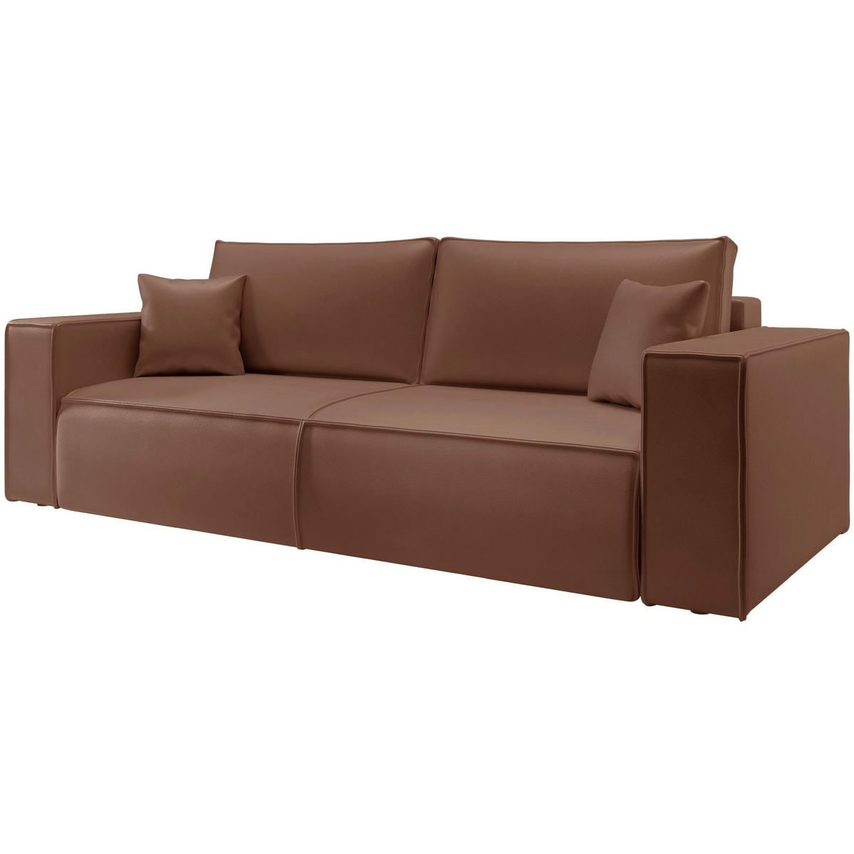 3MÍSTNÁ rozkládací pohovka Farese Cuero hnědá, umělá kůže - černá/hnědá, textil/plast (257/86/102cm) - Selsey