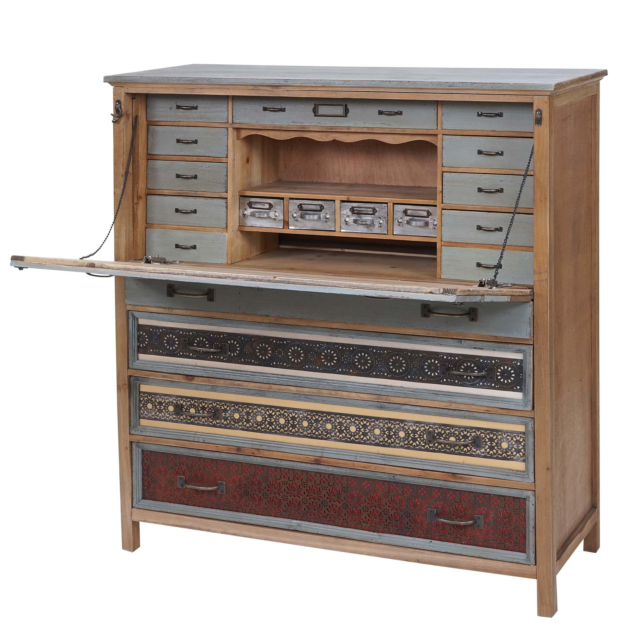 SEKRETÄR Braun, Grau - Braun/Grau, Holz (36/99/113cm) - MCW
