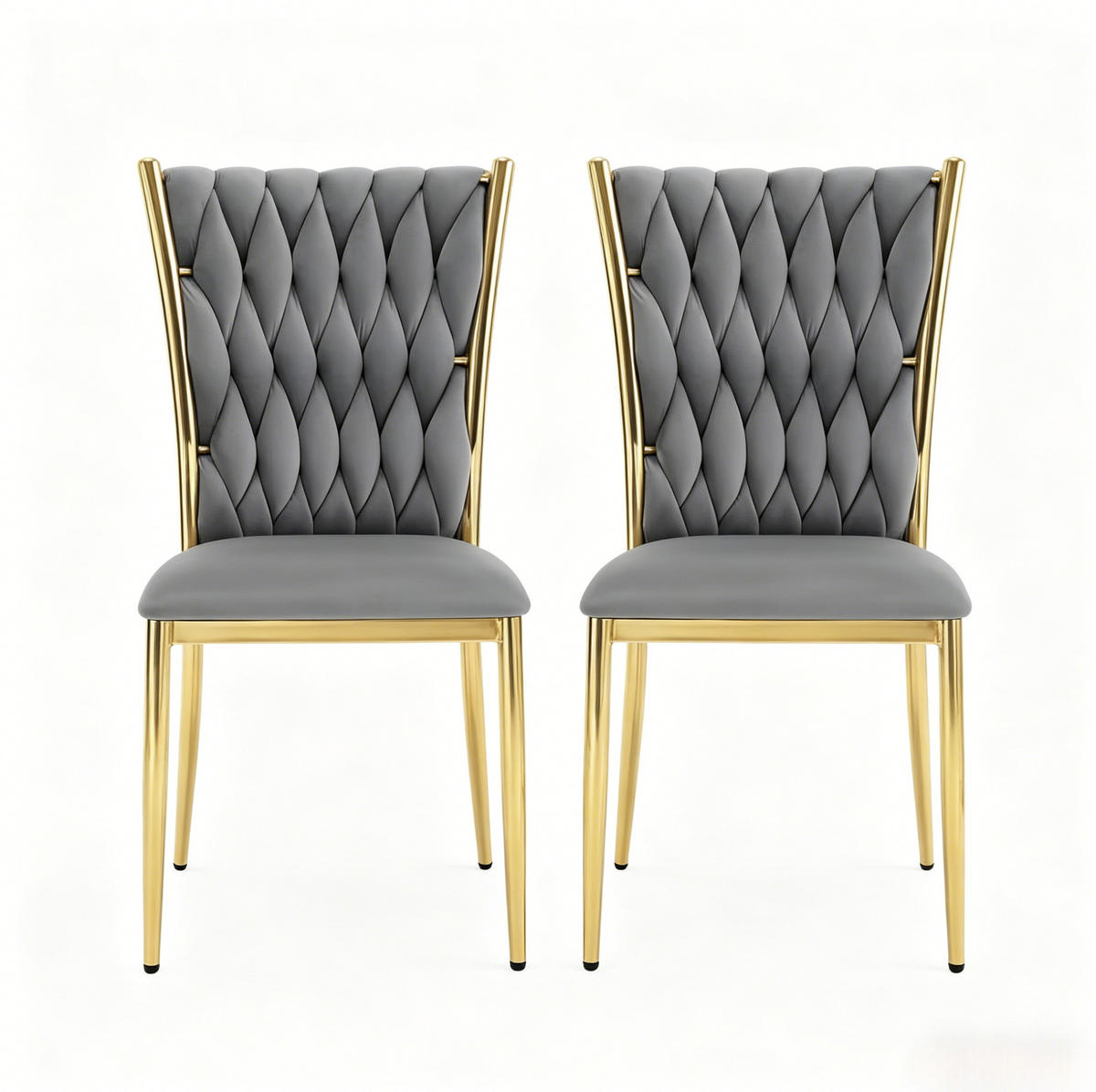 ESSSTUHL 2er-Set Samt Dunkelgrau/Gold 47 x 94,5 x 59,5 cm - Dunkelgrau, Metall (47/94.5/59.5cm) - Meubliv