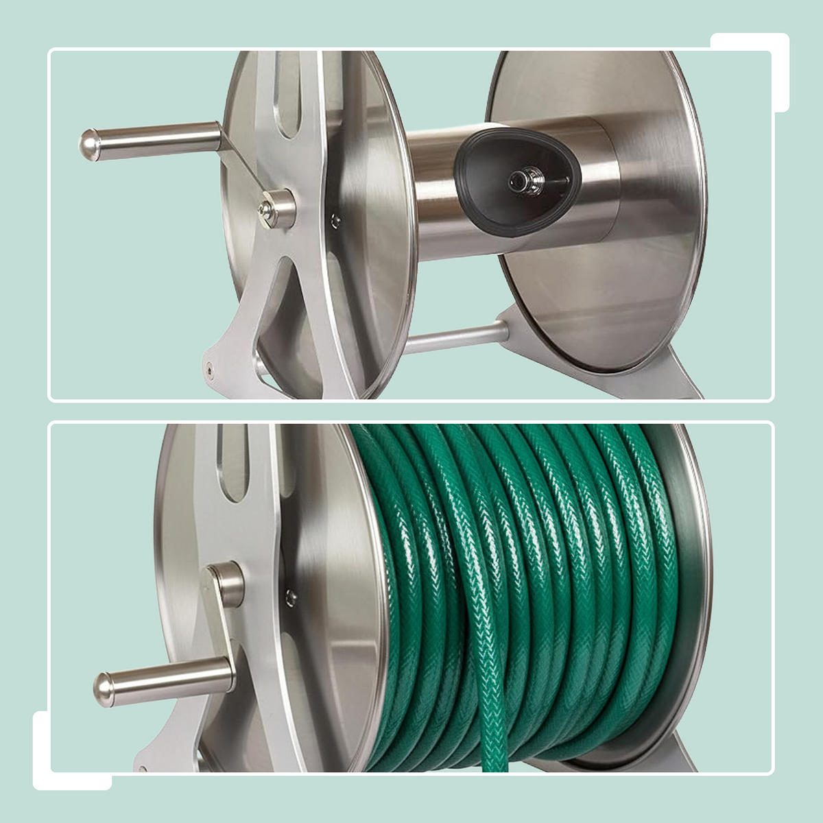 SCHLAUCHTROMMEL - Silberfarben, Metall (40/31/36cm) - Relaxdays