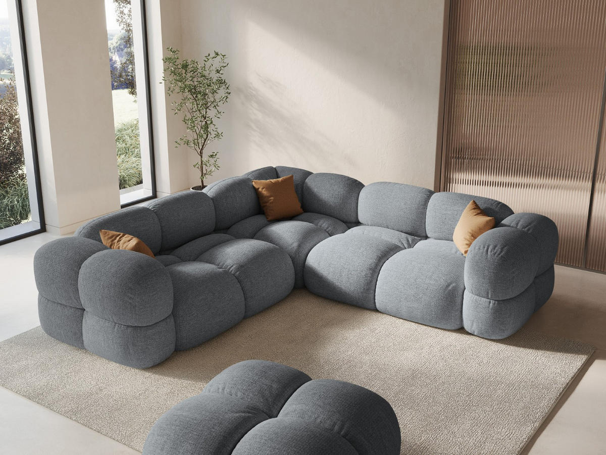 WENDBARES-ECKSOFA Loretto aus strukturiertem Stoff grau 4 Sitzplätze - Grau, Textil (250/250cm) - Cosmopolitan Design