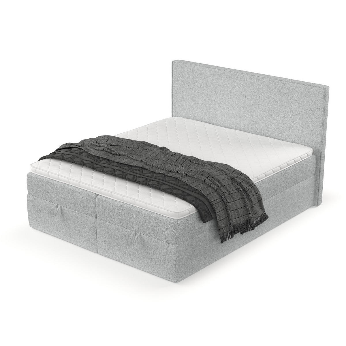 BOXBETT Velma 180/200 cm Hellgrau im Riva Stoff - Hellgrau/Schwarz, Holz/Holzwerkstoff (180/200cm) - AltaBeds