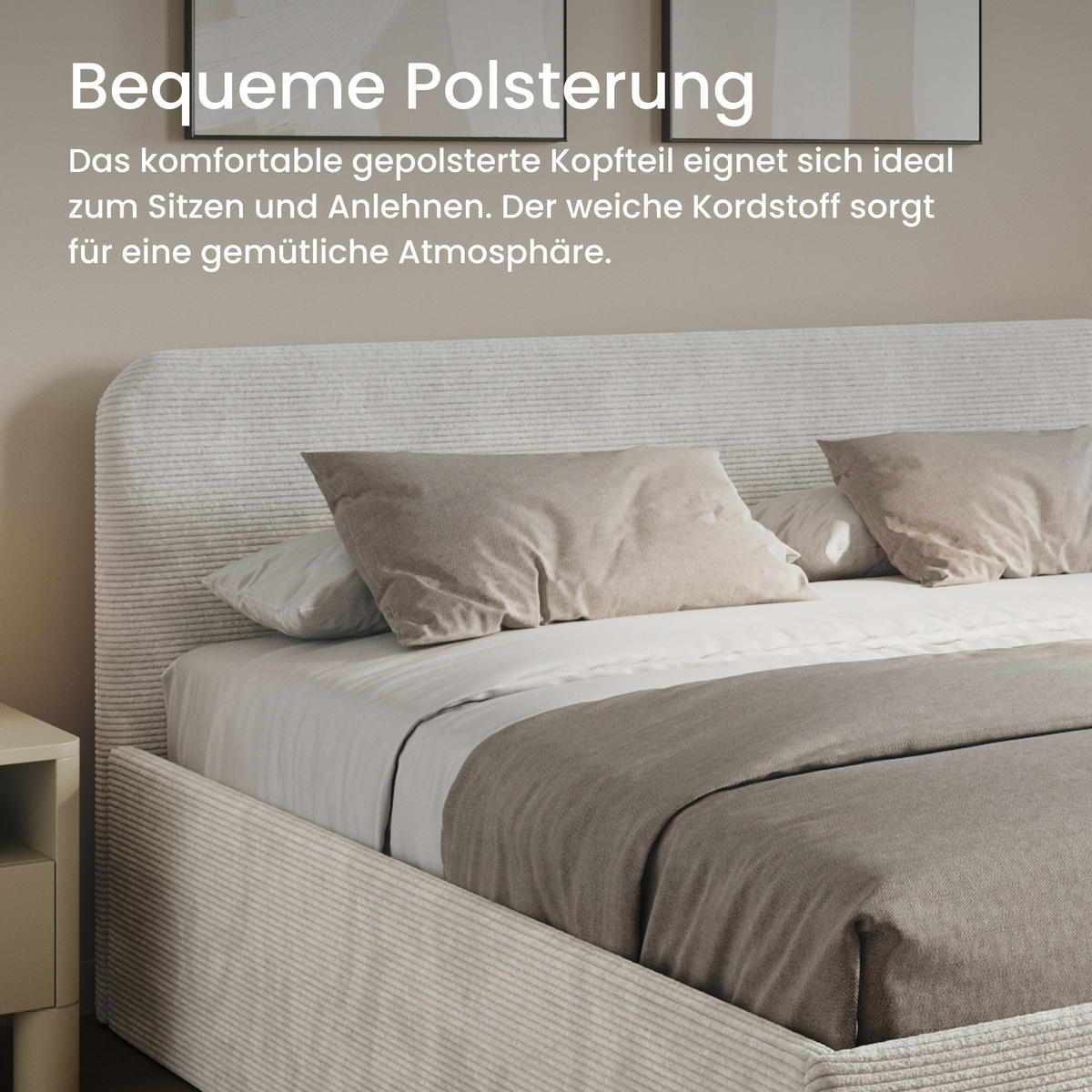 POSLTERBETT mit Kaltschaummatratze 180x200 cm in Hellbeige - Beige, Holzwerkstoff/Textil (180/200cm) - Home Collective