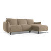 ECKSOFA mit Schlaffunktion Samt Stoff Beige - Beige/Creme, Textil/Metall (242/162cm) - Makamii