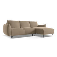 ECKSOFA mit Schlaffunktion Samt Stoff Beige - Beige/Creme, Textil/Metall (242/162cm) - Makamii