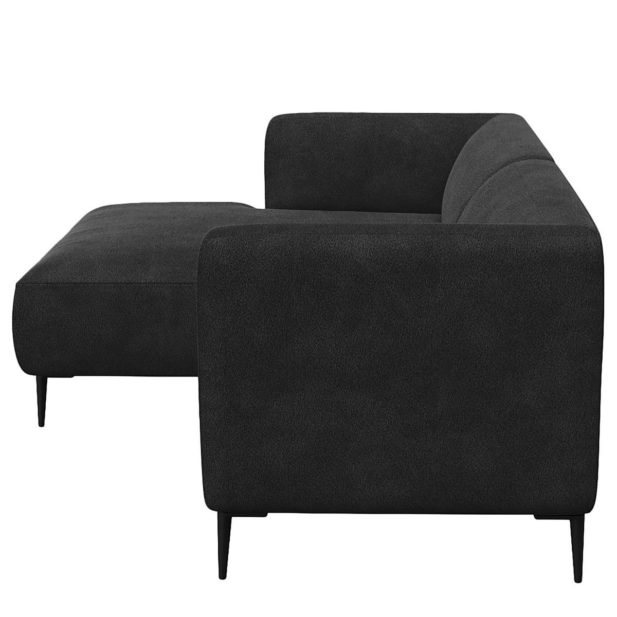 1,5-SITZER ECKSOFA mit Longchair - Anthrazit/Schwarz, Textil/Metall (211/148cm) - home24