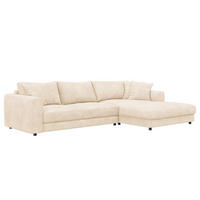 ECKSOFA mit Longchair - Beige/Schwarz, Holz/Kunststoff (286/183cm) - home24