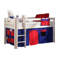 KINDERBETT Karolina 210x114x106 Massivholz Weiß Textilset Domino - Weiß/Dunkelblau, Holz (90/200cm) - 58aufmkessel