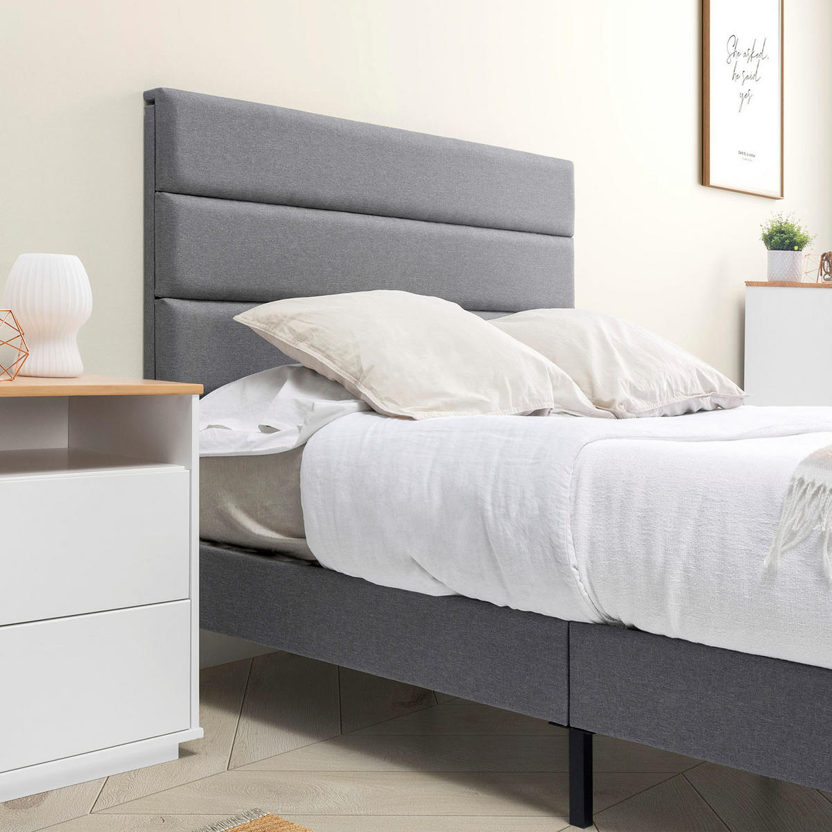 POLSTERBETT 90x190 cm Aroma, Dunkelgrau - Dunkelgrau, Textil (195/92/116cm) - VS Venta-stock