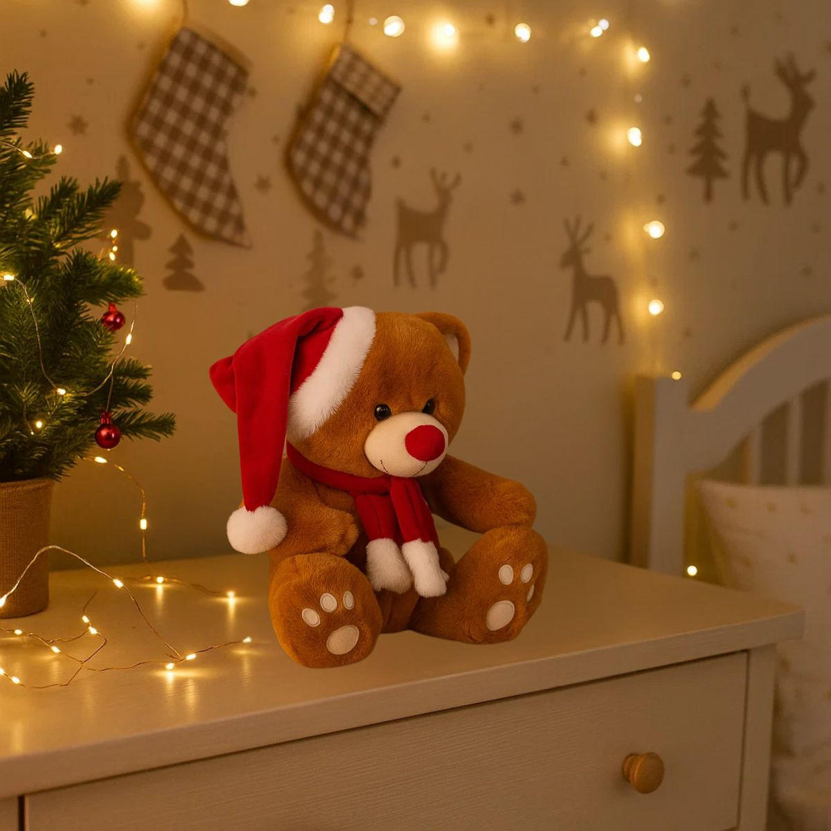 STOFFBÄR mit Weihnachtsmütze 34 cm - Braun, Textil (22/34/26cm) - Atmosphera Createur d´interieur