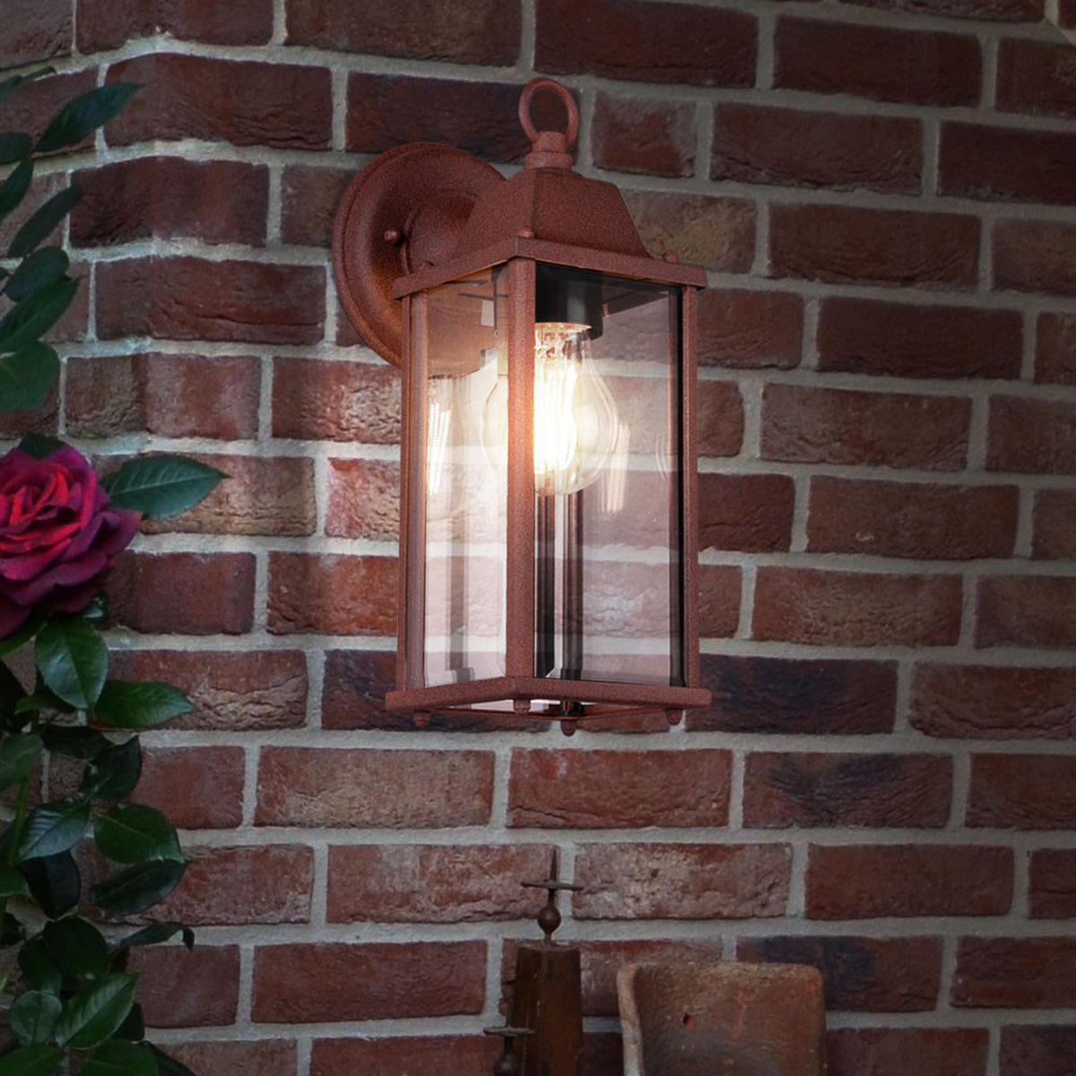 LED WANDLEUCHTE OLONA Rostfarben Braun - Braun, Glas (14.5/11/29cm)