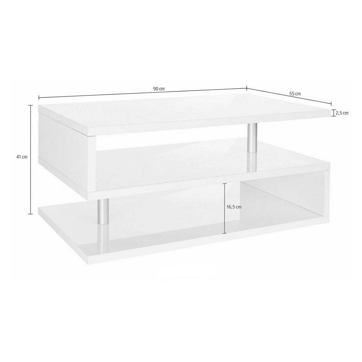WOHNZIMMERTISCH Weiß 55/90/41 cm - Weiß, Holzwerkstoff (55/90/41cm) - DMORA