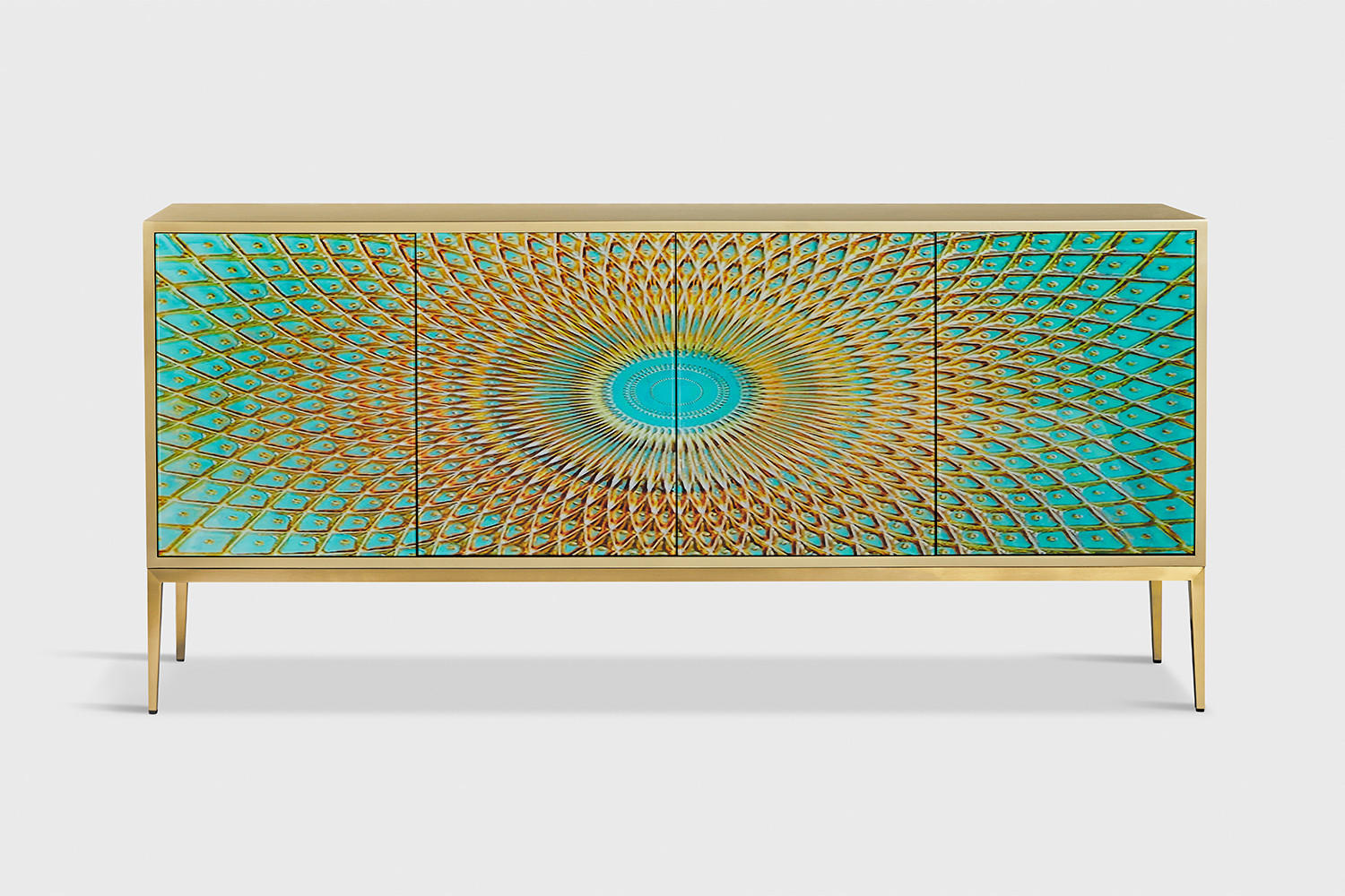 SIDEBOARD LAGO Grün Holz - Goldfarben/Grün, Holz/Metall (180/85/40cm) - KAWOLA