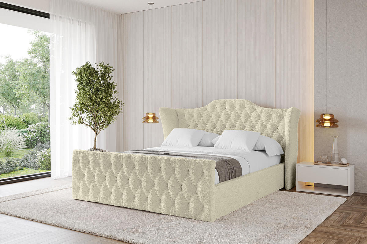 POLSTERBETT mit Bettkasten, Fußteil und Lattenrost, Boxbett mit Matratze H3/H4 - ZORAN-Z 180x200 Beige - Taupe, Holzwerkstoff/Textil (180/200cm) - ALTDECOR