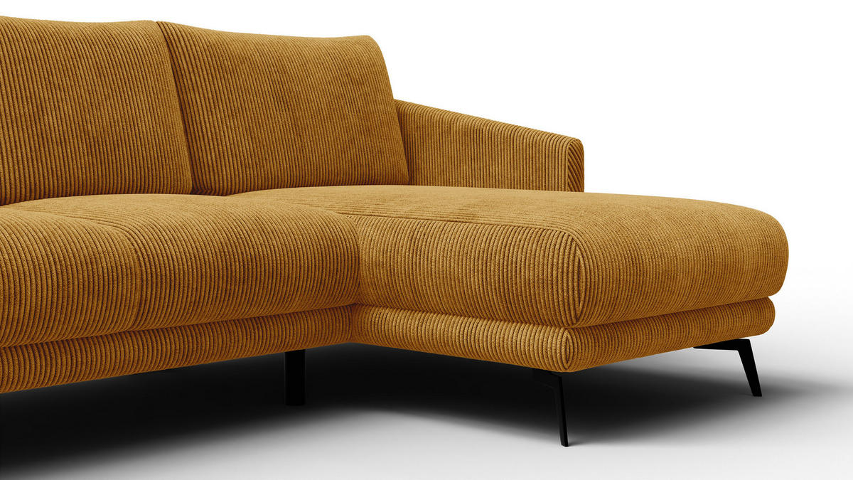 ECKSOFA VILT 3-Sitzer, safran - Gelb/Schwarz, Holzwerkstoff/Textil (221/156cm) - Courtois Laville