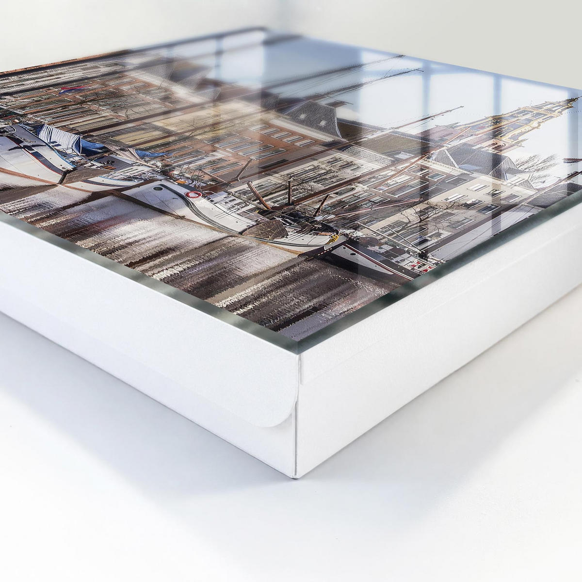 SCHLÜSSELBOX Weiß 30x30 cm – Türöffnung nach rechts - Segel auf dem Wasser - Blau, Metall (30/30/5cm) - TULUP
