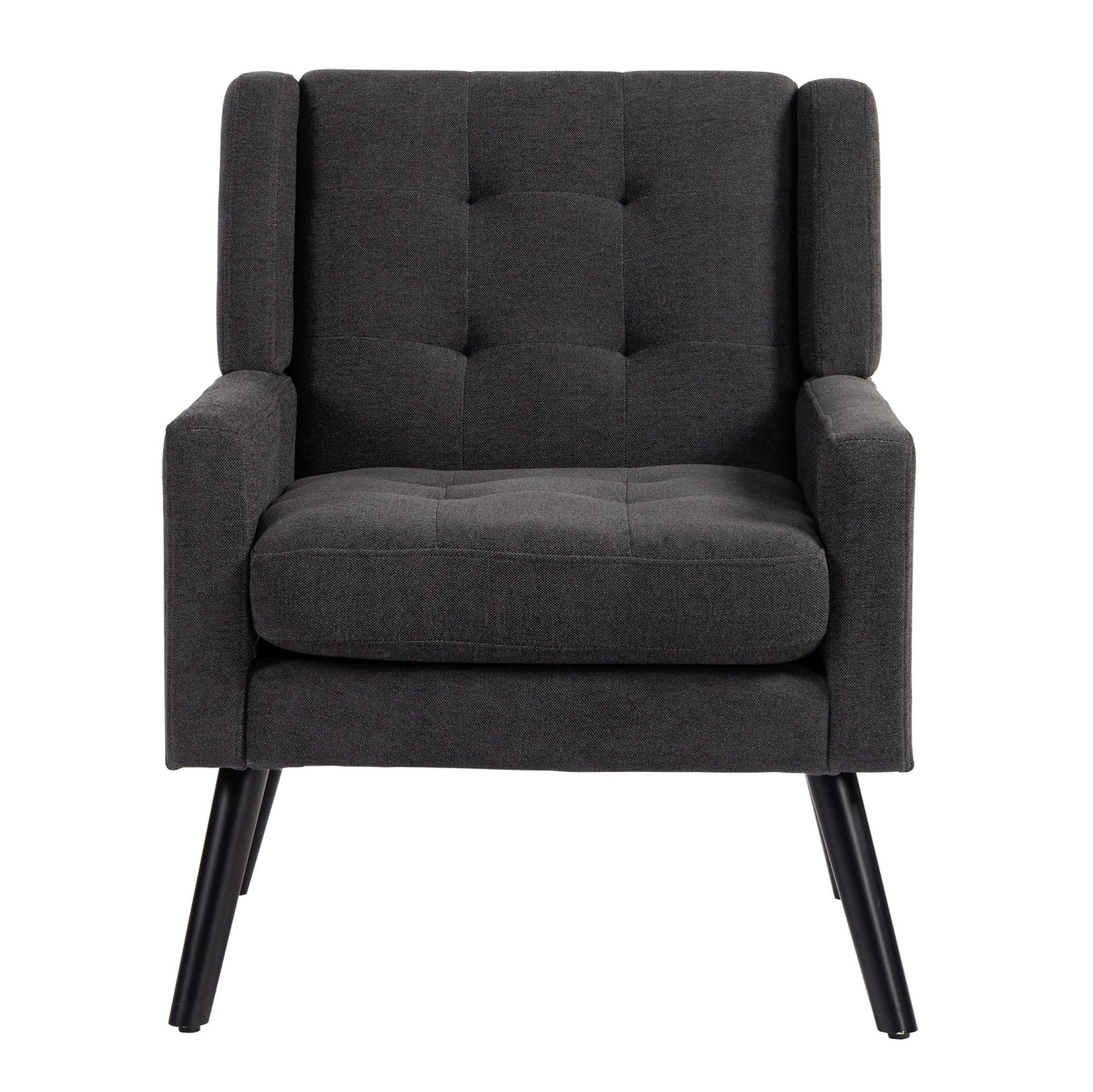 SESSEL Dunkelgrau mit Tufting und Massivholzbeinen, kompakt und bequem,76/68/88 cm - Dunkelgrau, Textil (76/88/68cm) - Flora Grace