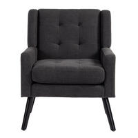 SESSEL Dunkelgrau mit Tufting und Massivholzbeinen, kompakt und bequem,76/68/88 cm - Dunkelgrau, Textil (76/88/68cm) - Flora Grace