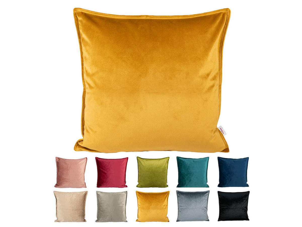 KISSENHÜLLE Samt&Sonders curry-senf 50/50 cm - Currygelb, Textil (50/50cm) - beties Heimtextil