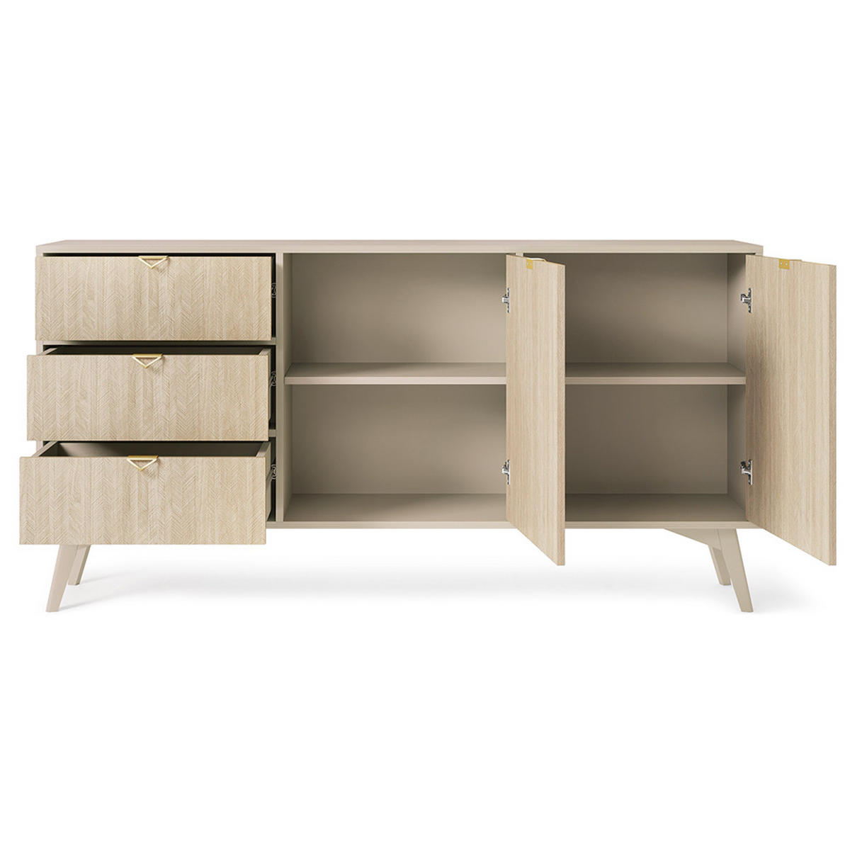 SIDEBOARD Fareham-160 - Beige, Holzwerkstoff (158/80/38cm) - Lomado