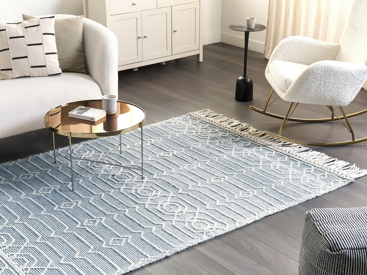 KURZFLOR-TEPPICH Orhaneli 230/160 cm - Blau, Textil (160/230cm) - Beliani